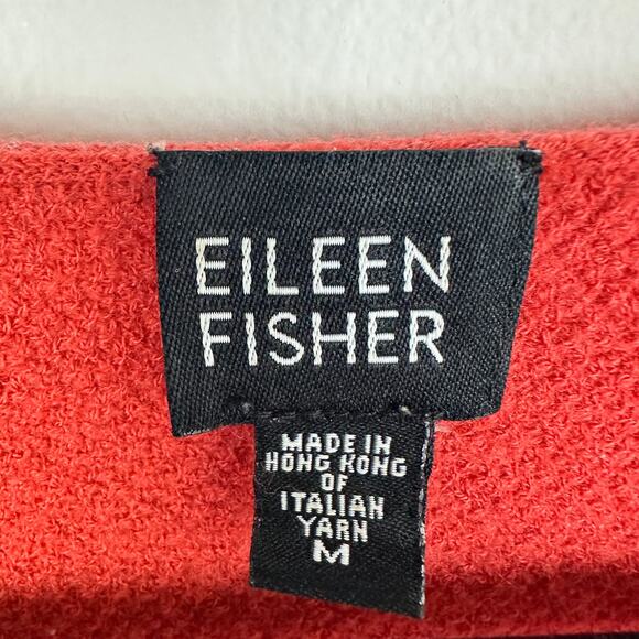 Vintage Eileen Fisher Womens Long Sleeve Italian Yarn Wool Orange Sweater Medium - Picture 9 of 11